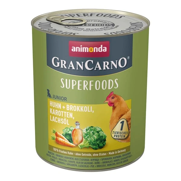 Animonda GranCarno Superfoods Junior Huhn + Brokkoli, Karotte, Lachsöl 3 Animonda GranCarno Superfoods Junior Huhn + Brokkoli, Karotte, Lachsöl