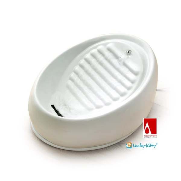 Lucky-Kitty Katzenbrunnen Aus Keramik, Weiß 3 Lucky-Kitty Katzenbrunnen Aus Keramik, Weiß