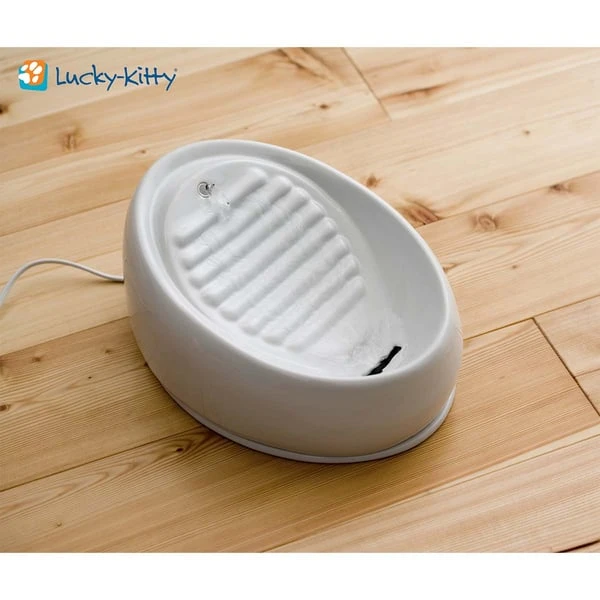 Lucky-Kitty Katzenbrunnen Aus Keramik, Weiß 4 Lucky-Kitty Katzenbrunnen Aus Keramik, Weiß – Bild 2