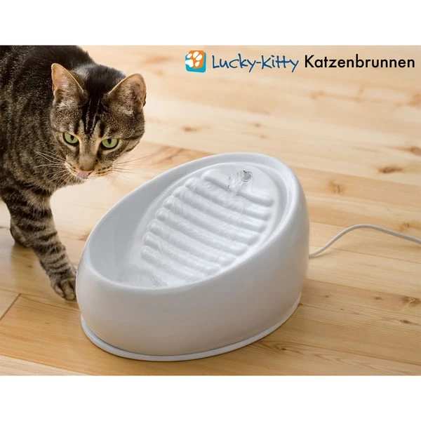 Lucky-Kitty Katzenbrunnen Aus Keramik, Weiß 5 Lucky-Kitty Katzenbrunnen Aus Keramik, Weiß – Bild 3