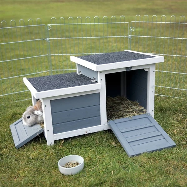 Trixie Natura Kleintierhaus Mit 2 Eingängen - Grau/weiß 3 Trixie Natura Kleintierhaus Mit 2 Eingängen - Grau/weiß