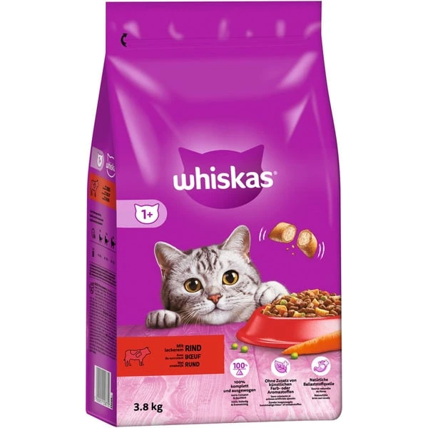 Whiskas Trocken Adult 1+ Mit Rind 3,8kg 3 Whiskas Trocken Adult 1+ Mit Rind 3,8kg