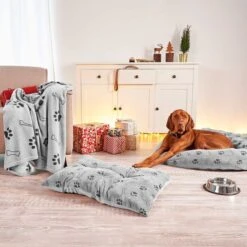 ZooRoyal Kuschelbett Rund Für Haustiere 95 Cm 16 ZooRoyal Kuschelbett Rund Für Haustiere 95 Cm -Haustierprodukte zooroyal kuschelbett pfoten grau 4
